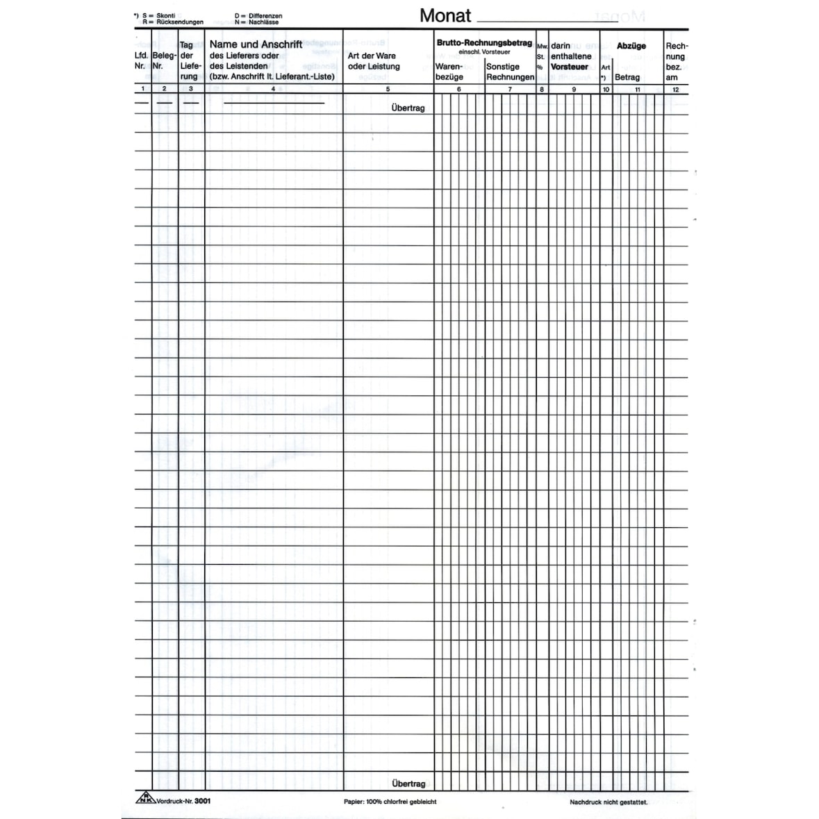Formularbuch Wareneingangsbuch A4 VE=40 Blatt