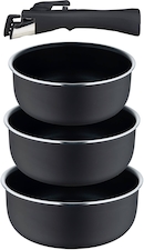 Set Casseruole Bergner Set 3 Casseruole Bergner Black Edition - 16, 18, 20 Cm Con Manico Rimovibile Pentole Forno - 14