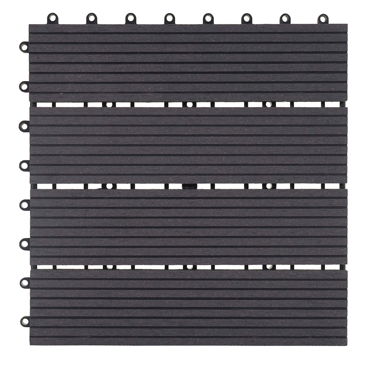 WPC Bodenfliese Rhone, Holzoptik Balkon/Terrasse, 11x je 30x30cm = 1qm ~ Premium, anthrazit linear