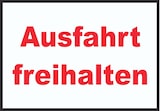 thumbnail of Ausfahrt freihalten Schild rot-weiß-schwarz A5 Rückseite selbstklebend