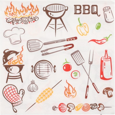 200 Servietten, 3-lagig 1/4-Falz 33 cm x 33 cm `Time for BBQ`