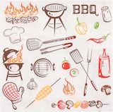 thumbnail of 200 Servietten, 3-lagig 1/4-Falz 33 cm x 33 cm `Time for BBQ`