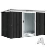 thumbnail of Outsunny cobertizo de jardín 280x130x172 cm base 3,2 m² caseta metálica para almacenamiento de herramientas con 2 puertas base y 2 ventanas