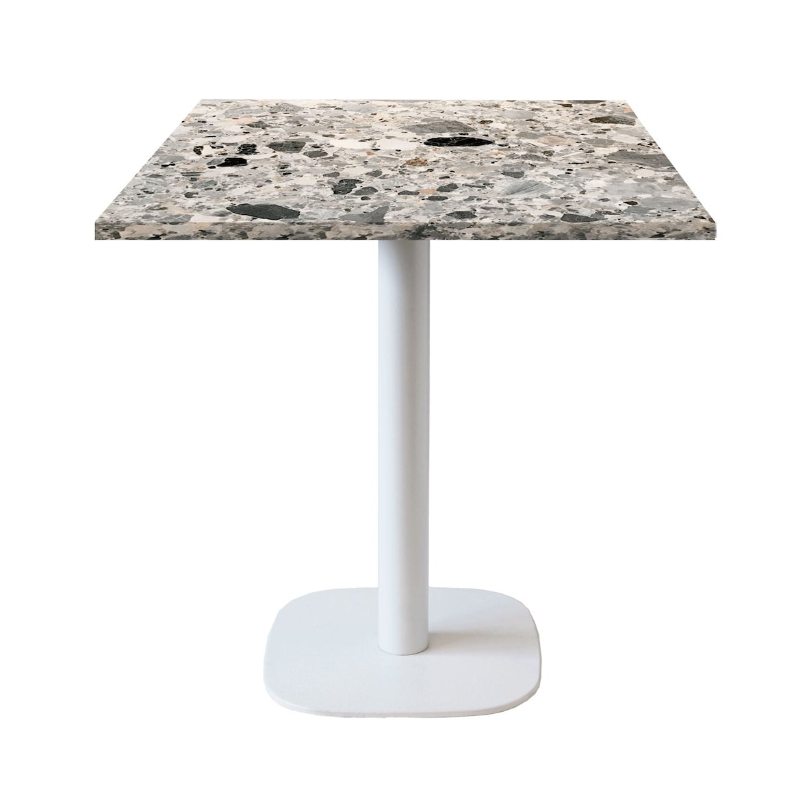 Restootab - Mesa 70x70cm - modelo Round base blanca terrazzo cepp