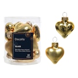thumbnail of 12 Glasherzen 4cm Christbaumschmuck Weihnachtskugeln Weihnachtsbaumschmuck Herzen Christbaumkugeln aus Glas Hellgold