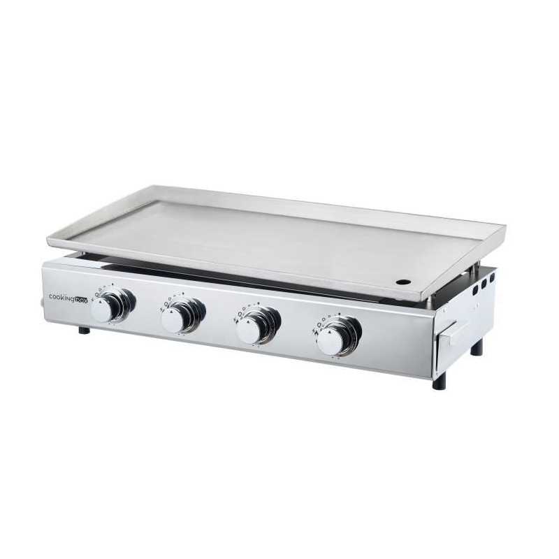Plancha A Gaz - 4 Feux - Brasilia - Tout Inox - Surface Cuisson - Xxl - 84 X 34 Cm