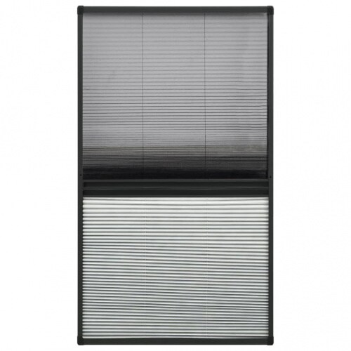 vidaXL Insektenschutz-Plissee für Fenster Alu mit Jalousie : Farbe - Anthrazit, Größe - 80 x 160 cm