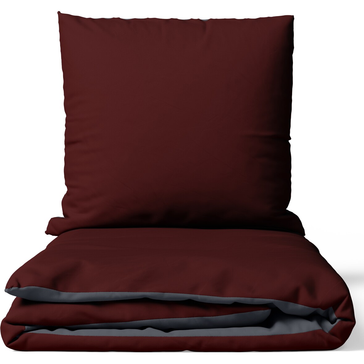 Satin Bettwäsche 135x200 cm 100% Baumwolle Bordeaux Luxus Set Uni Wendeseite Anthrazit Kissenbezug 80x80 cm Reißverschluss