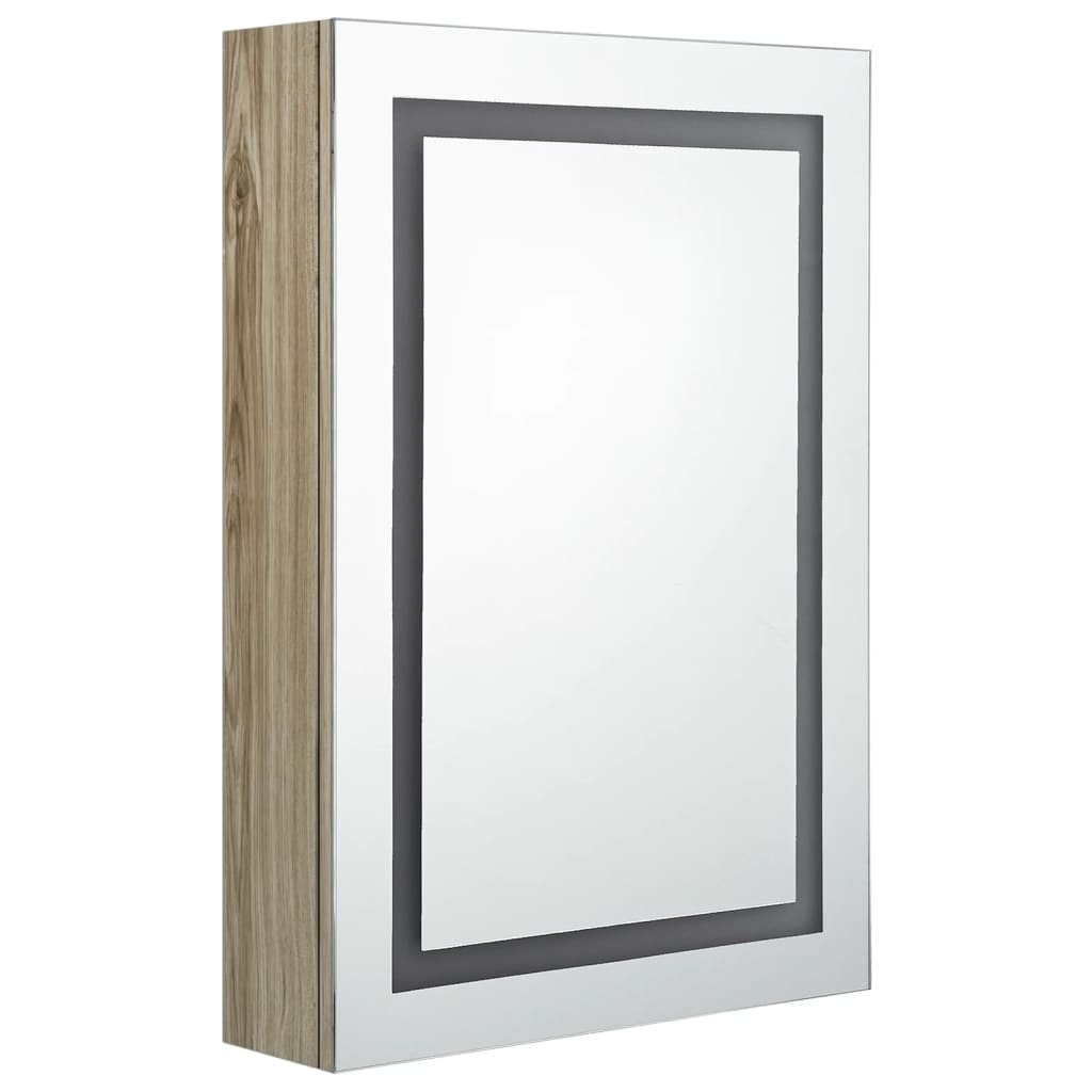 Helloshop26 - Badezimmerschrank mit LED-Spiegel 50x13x70 cm Eiche 02_0006588