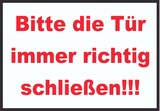 thumbnail of Schild Bitte die Tür immer richtig rot-weiss-schwarz A4 Rückseite selbstklebend
