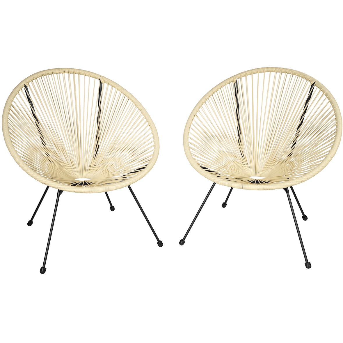 tectake Sillas de jardín retro SANTANA estilo acapulco - Juego de 2 beige