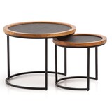thumbnail of Couchtisch FineBuy Wohnzimmertisch 2er Set Rund Holz / Steinoptik Satztisch