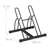thumbnail of Relaxdays Fahrradständer, Metall Bodenparker für 2 Räder, bis 60mm Reifenbreite, HBT: 57 x 60,5 x 55 cm, Indoor, schwarz