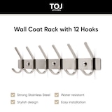 thumbnail of TOJ Living Perchero de pared – 12 ganchos – 46 cm – acero inoxidable – plateado – colgador