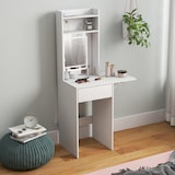 thumbnail of HOMCOM tocador de maquillaje con luces LED de color ajustable y espejo tocador con lateral abatible cajón compartimentos abiertos blanco