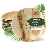 thumbnail of BIOZOYG 200 Stück Einwegteller Ø 15cm Palmblatt-Teller, rund, biologisch abbaubar, umweltfreundlich, kompostierbar, wiederverwertbar, Wegwerfteller