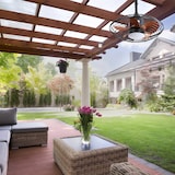 thumbnail of Deckenventilator Outdoor Schwarz mit Fernbedienung und LED 18W 3CCT Timer, leiser DC Motor reversibel, 5 ABS Flügel, Aufhänghaken, 48x51x51 cm