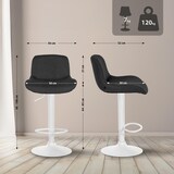 thumbnail of 2er Set Barhocker PONOR - Stoff Schwarz 50x50x85 cm Weiß | Barstuhl Höhenverstellbar Mit Lehne Drehbar Tresenhocker Tresenstuhl Kneipenhocker