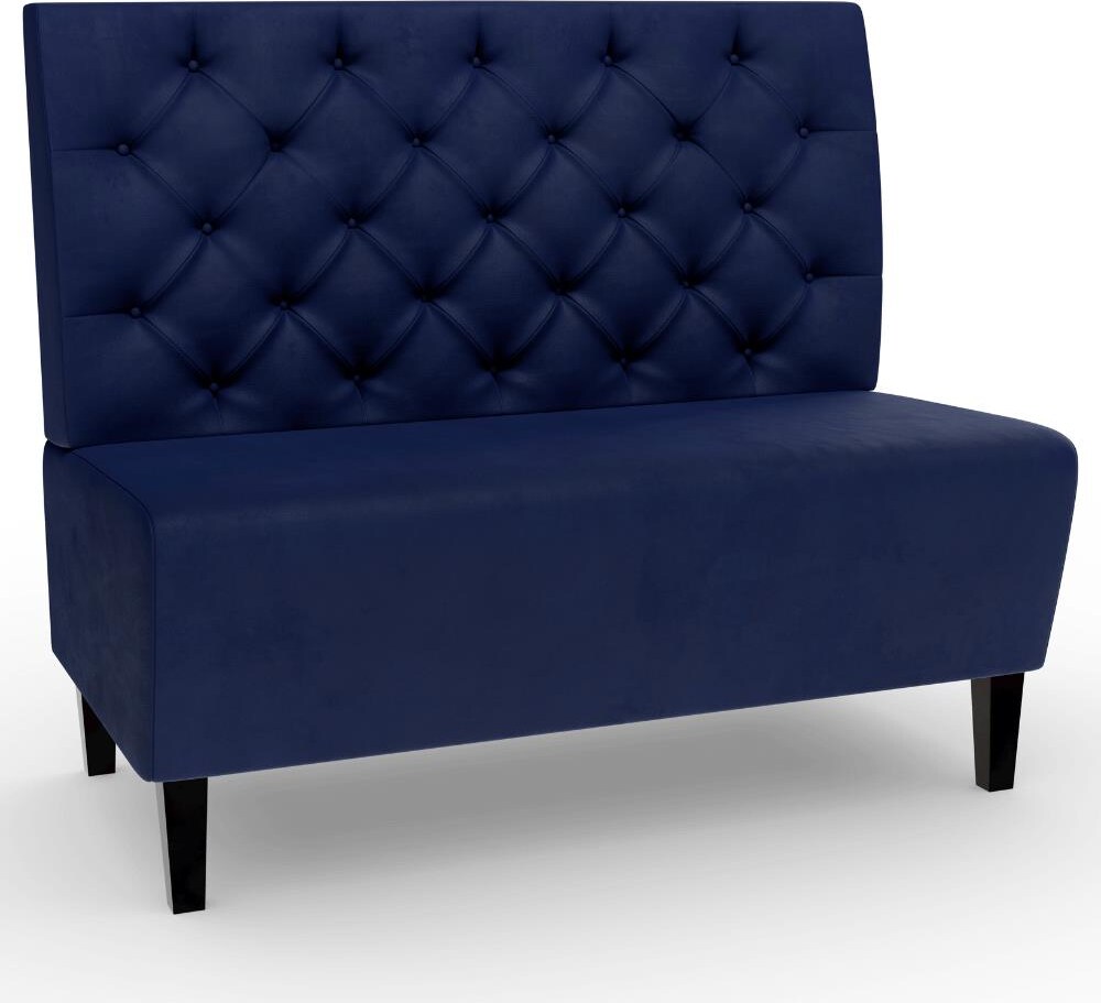 Gastro Sitzbank Paris | 120 cm breit | Samtstoff in Blau | Chesterfield | Dinerbank