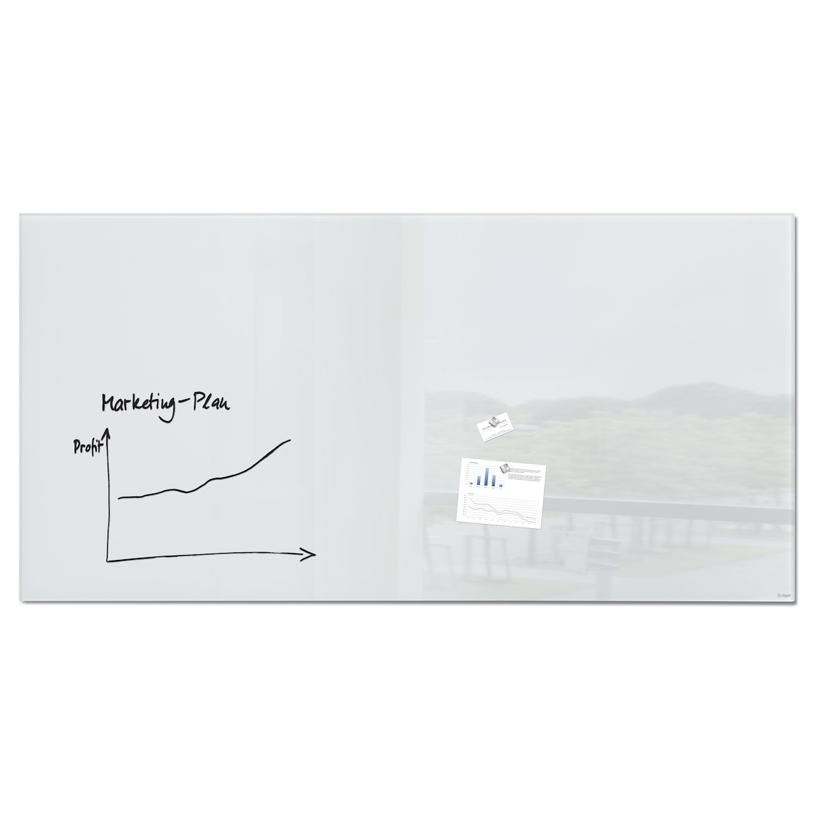 Sigel GL225 Glas-Whiteboard / große Glasmagnettafel Artverum, 200 x 100 cm, super-weiß