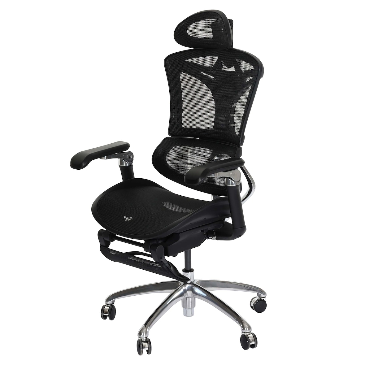 SIHOO Bürostuhl, Schreibtischstuhl Drehstuhl, ergonomisch, Lordosenstütze Fußstütze 3D-verstellbare Armlehnen schwarz