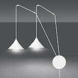 thumbnail of Sospensione Minimal 2 Luci Fujin In Acciao Bianco E Paralume A Cono