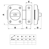 thumbnail of WC Toiletten Schloss 30mm Türriegel Chrom glänzend Türschloss drehbar Schloss