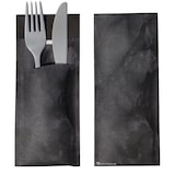 thumbnail of 520 Bestecktaschen mit Serviette schwarz marmoriert 20 cm