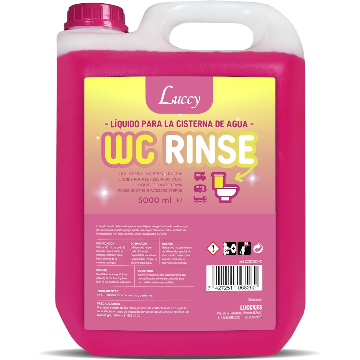 Luccy Aditivo para Enxaguamento de Sanitas - 5 Litros - Limpeza e Desinfeção de Sanitas