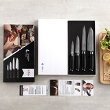 thumbnail of Wakoli Mikata 4er Damastmesser-Set mit Klingen von 8 cm bis 18 cm Länge und Griffen aus Mircata