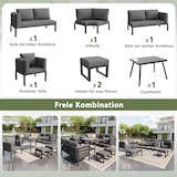 thumbnail of Merax Modulares Gartenmöbel-Set für 8 Personen, Ecksofa Sofa, Glastisch, Sessel & 2 Hockern, mit Sitzkissen & Rückenkissen, wetterfeste, Grau