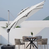 thumbnail of Balkonschirm, Garten-Sonnenschirm, Gastro-Sonnenschirm, Outdoor Sonnenschirm, mit Solar-Lichtstreifen Weiß L300*H260cm /SWZYS65493-b/