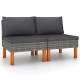 thumbnail of vidaXL Mittelsofas 2 Stk. Poly Rattan und Eukalyptus Massivholz