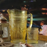 thumbnail of Krug Vintage Boho Blumenmuster Karaffe Tee Saft Kanne Glas 1,4l gelb