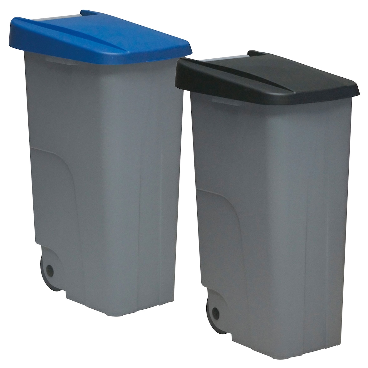 WellHome - Conjunto de Caixotes do lixo Fechados 110L Azul e Preto 88cm