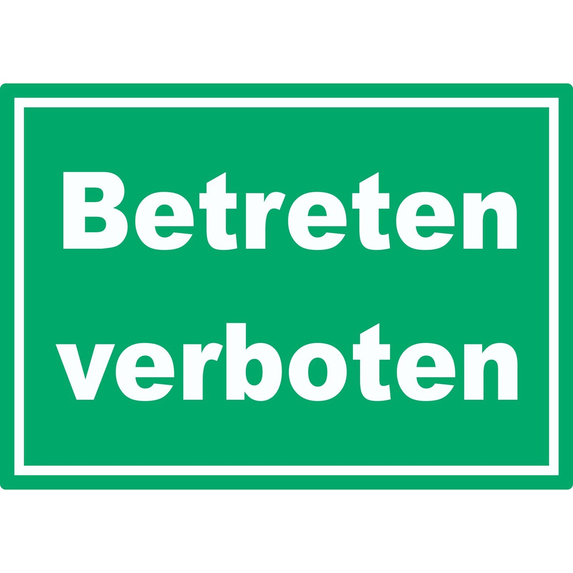 Betreten verboten Schild grün-weiß A6 Rückseite selbstklebend