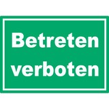 thumbnail of Betreten verboten Schild grün-weiß A6 Rückseite selbstklebend