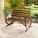 thumbnail of Banco de Madera con Apoyabrazos en Forma de Rueda de Carro 105,5x59x75 cm Marrón