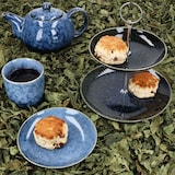 thumbnail of 10tlg Teeset  SCONES BLAU aus Steingut 1x Etagere, 1x Kanne, 4x Becher & 4x Teller - 24303276