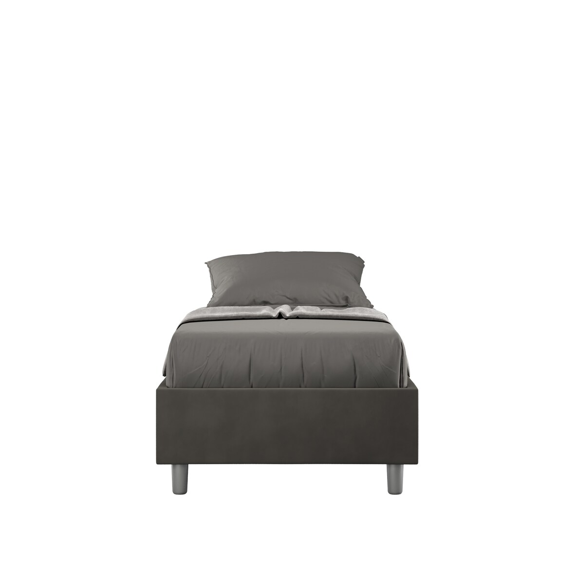 Letto Singolo contenitore imbottito 90x210 microfibra grigio Azelia