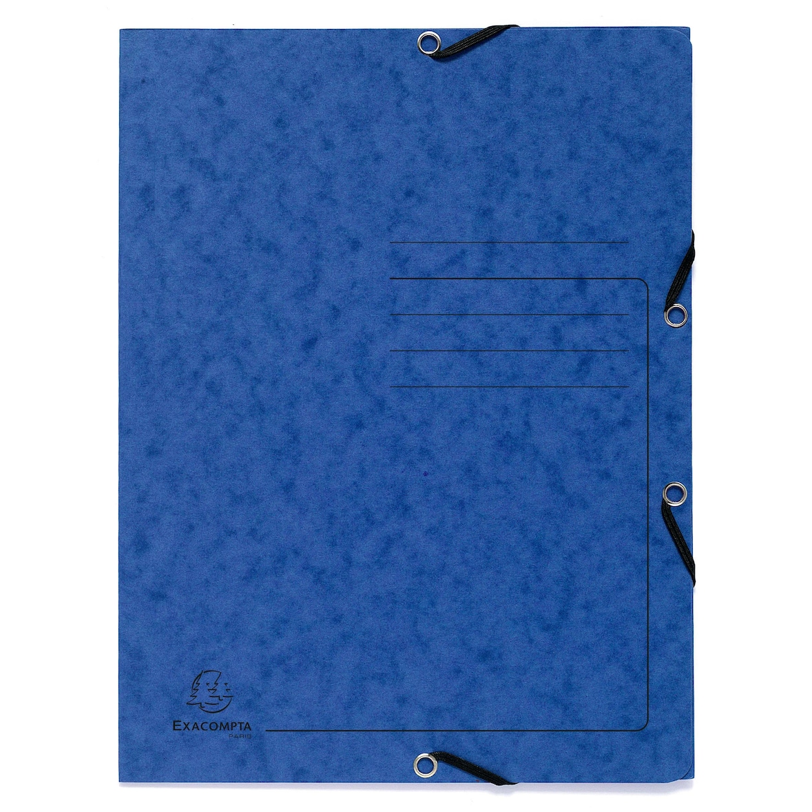 Exacompta  Cod. 55402E - Cartella 3 lembi stampata con elastici in cartoncino lustré 355 g/mq - 24x32cm blu - Confezione da  25 pz.
