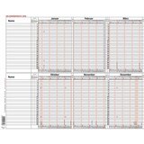 thumbnail of Urlaubsübersicht, 15 Monate, für 25 Mitarbeiter, 97,4 x 31 cm, Spalte Resttage hinter jedem Monat