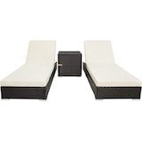 thumbnail of tectake Lot de 2 bains de soleil en rotin et aluminium avec table et housse de protection - noir - 401500