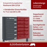thumbnail of AL Briefkastensysteme 1 Fach Premium Stand Briefkasten Anlage in RAL 7016 Anthrazit Grau, Post A4, robust, wetterfest, Artikelnummer: 132P1DZS1P7016