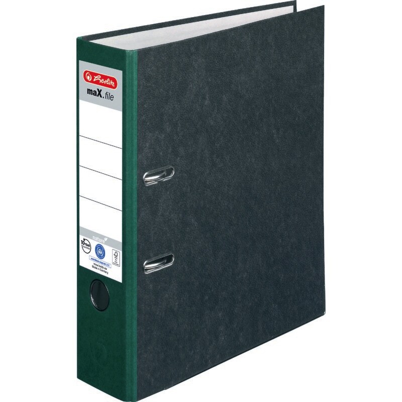 herlitz maX.file nature Ordner Wolkenmarmor DIN A4, Rückenbreite 80 mm, grün