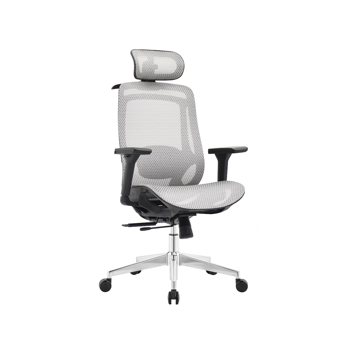 OfficeSense OS150 Ergonomische Bureaustoel – Mesh Office Chair – 4D Armleuningen – Verstelbare Zitdiepte – NEN1335 – Hoofdsteun – Grijs