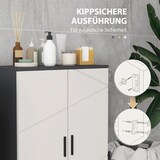 thumbnail of Badezimmerschrank 60x30x82 cm mit Doppeltür und verstellbaren Regalböden Grau, Holz, klarer Look für Bad und Wohnbereich