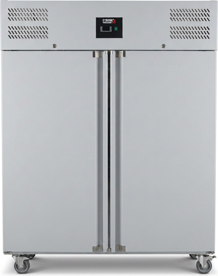 Romux® Gefrierschrank mit 2 Türen 148 cm mit Umluftkühlung | Gastro Gefrierschrank aus Edelstahl mit 1300 L Kapazität - 6 Einlegeböden und 580 W