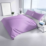 thumbnail of Baumwolle Bettwäsche 240x220 cm Lila Violett Grau gestreift Wendeseite Reißverschluss 3 tlg