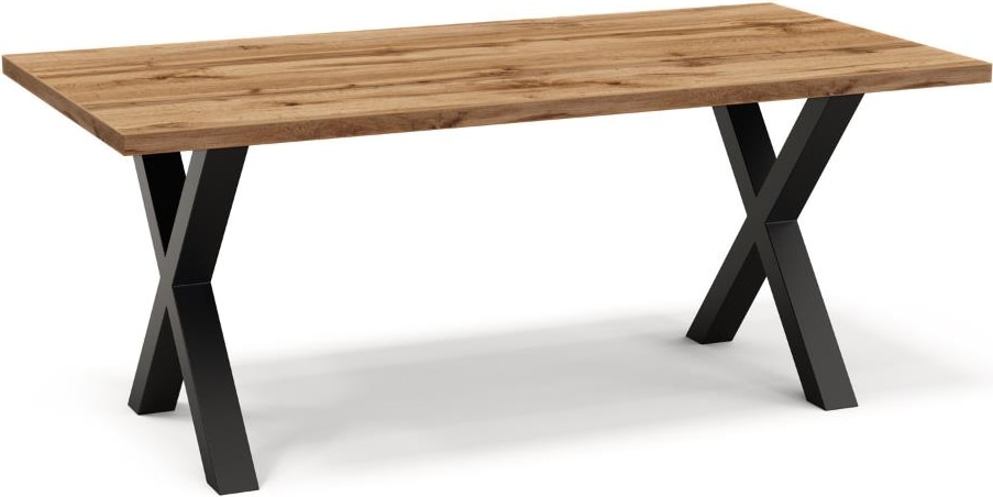 Gastro Esstisch 200x90 cm | Eiche Rom Natur | X-Gestell Stahl